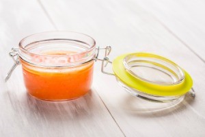 Pineapple-habanero sauce in a glass jar
