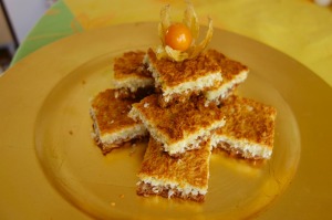 Plate of dream bar cookies