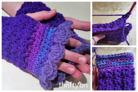 Crocheted Ruffled Fingerless Gloves