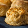 Close up of biscuits on a blue cloth
