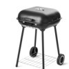 Black Charcoal Grill with lid closed on a white background