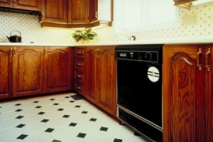 Older Kitchen with Linoleum Tile Floor