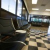 Empty lobby with vinyl tile floor