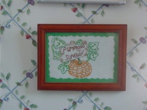 pumpkin embroidery framed