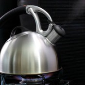Steaming Tea Kettle on black