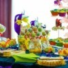 Brightly colored candy and dessert buffet