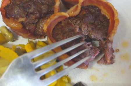 Mini Meatloaf - eating a mini meat loaf