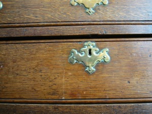 Close up image of an old fashioned dresser drawer