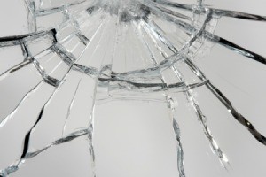 Close up of shattered mirror