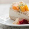 Slice of Ssaeng Cream Cake (Korean style sponge cake with whipped cream frosting and fruit)