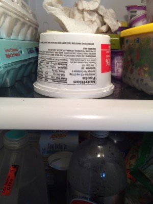 inverted container of cottage cheese