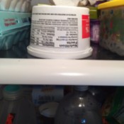 inverted container of cottage cheese