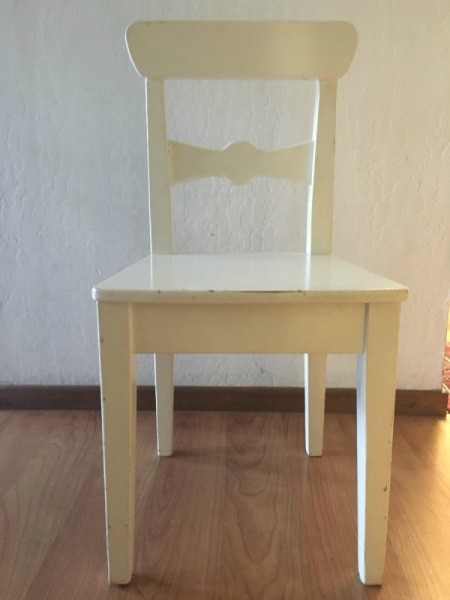 Plain white chair, before decorating.