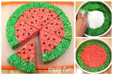 Making Rice Krispy Treat Watermelon Slices