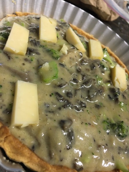 Savoury Cheese and Vegetable Tart - filling the crust