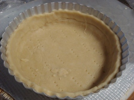 Savoury Cheese and Vegetable Tart - Spreading out the crust