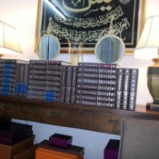 encyclopedia set on desk