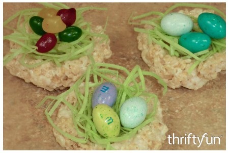 Making Rice Krispy Treat Nests