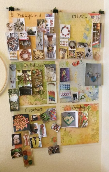 Photos displayed on a board.