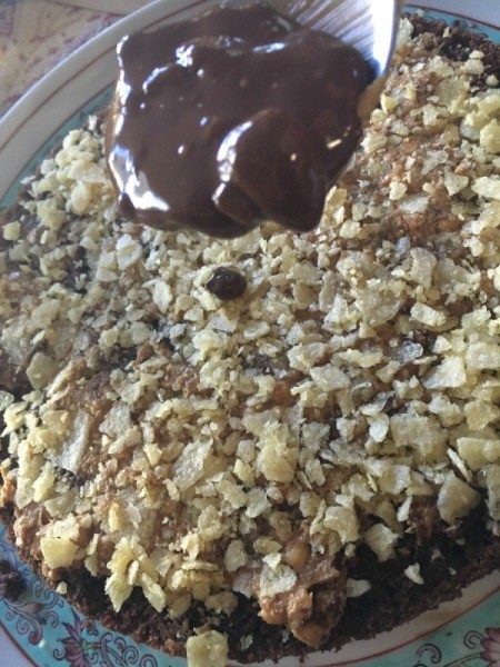 Peanut Potato Chip Chocolate Stout Cake