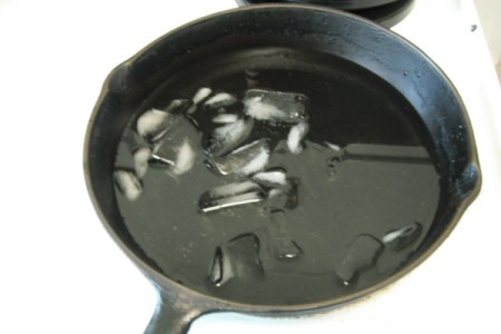 skillet with ice