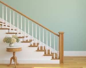 Staircase with wooden banister