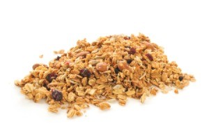 Pile of Granola on a white background