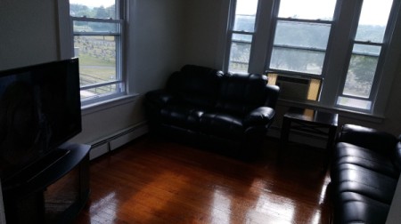 dark photo of living room