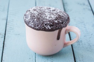 Chocolate cake cooked in a mug