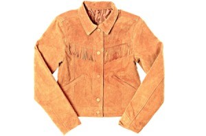 Camel colored suede jacket with fringe