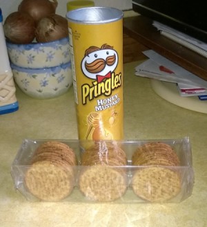 Pringles can and package of crackers