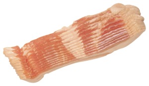 Bacon Strips straight from package on white background