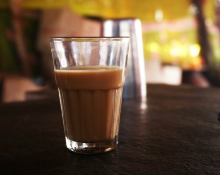 Cold Chai Tea in a glass on a table