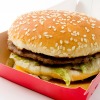 Big Mac type burger in red burger carton