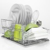 Dish rack filled with clean dishes