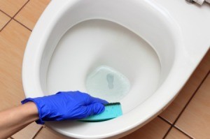 Scrubbing toilet with a sponge