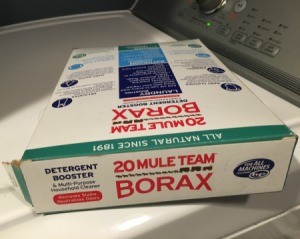 Box of Mule Team Borax laying on it's side