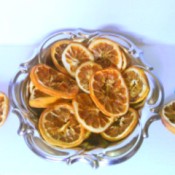 dish of grapefruit potpourri with slices for hanging on the side