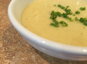 partial view of a bowl of the soup