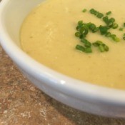 partial view of a bowl of the soup