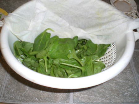 greens in a colander