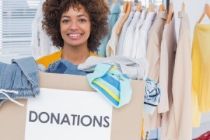 Woman with Clothes Donation