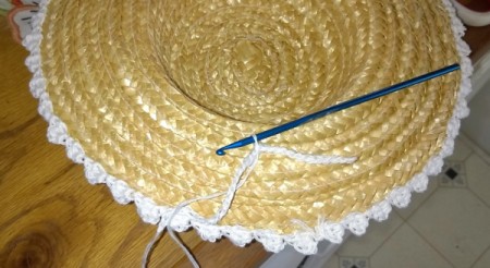 Straw Hat Crocheted Wall Hanging