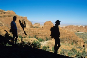 hikers in Arches National Park