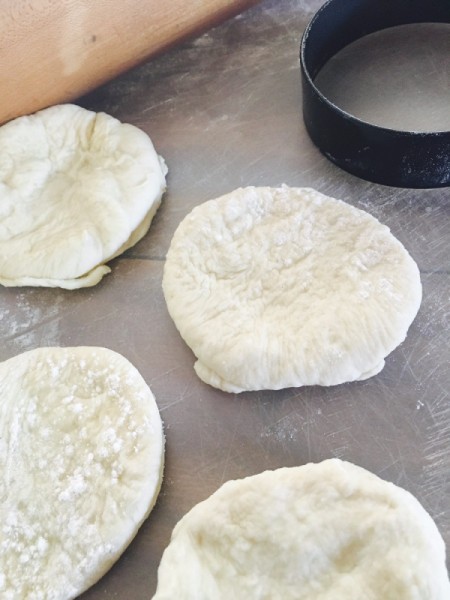 Circles of pizza dough for empanadas.