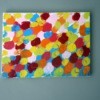 canvas covered with paint circles