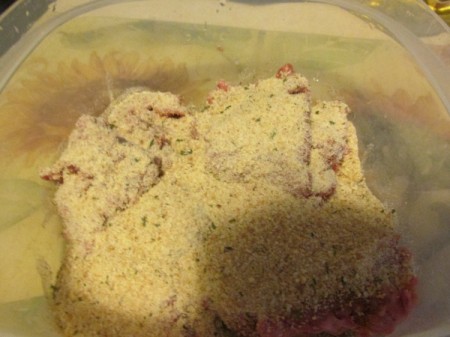 Quick Fresh Meatballs - Mixing the meat.