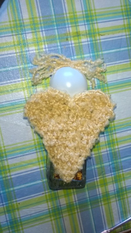 view of the crochet wings from the back