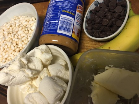 Peanut Butter Banana Puffed Rice Squares