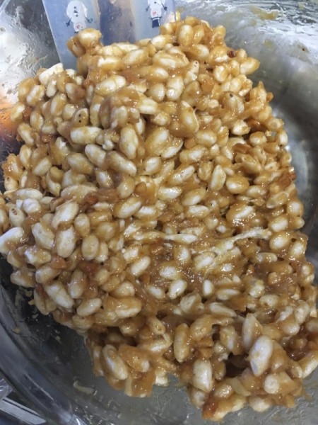 Peanut Butter Banana Puffed Rice Squares